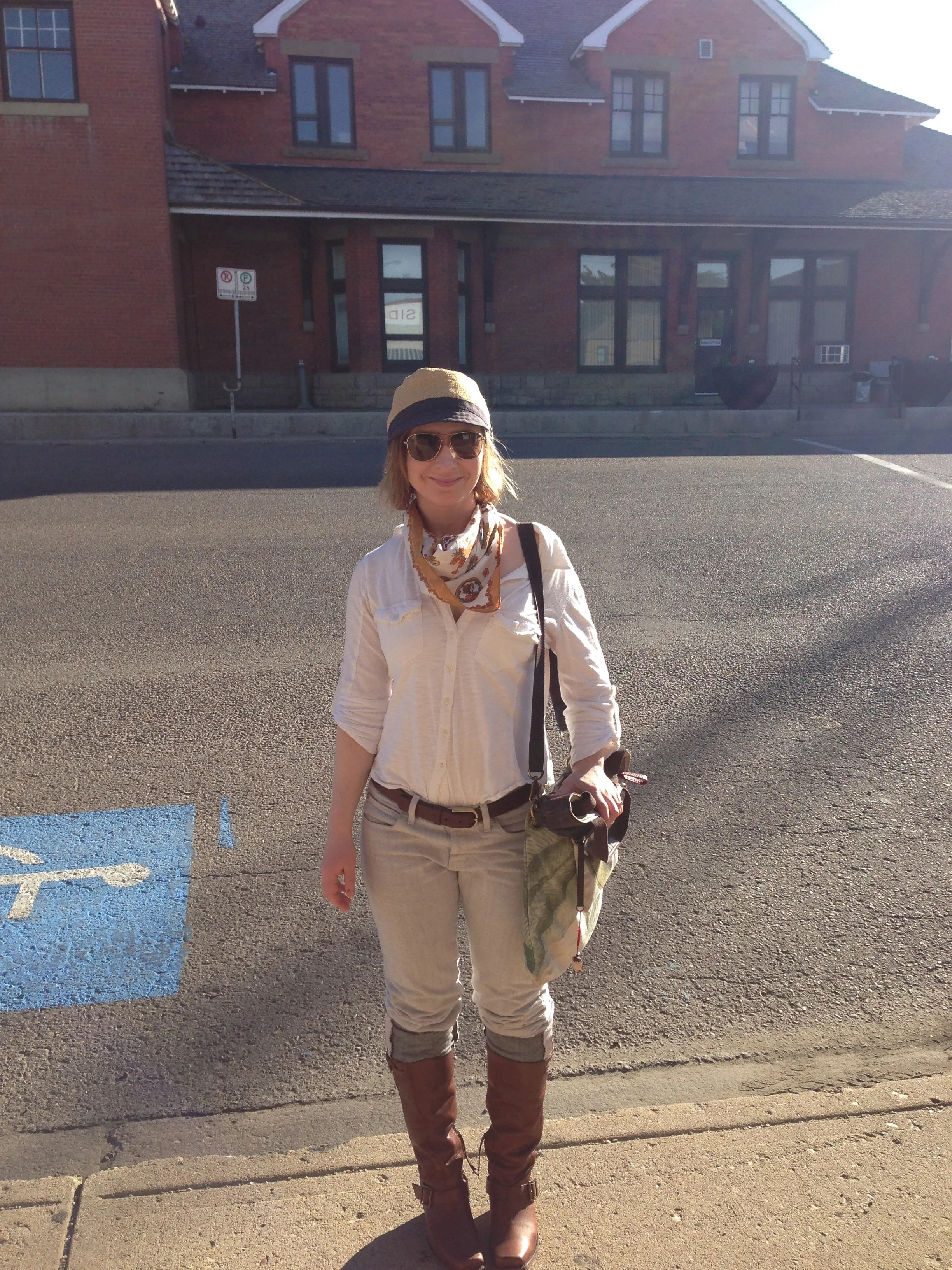 After Nelson, Medicine Hat, Alberta! With more thrift store finds (silk scarf). (Photo Alex Renwick) 