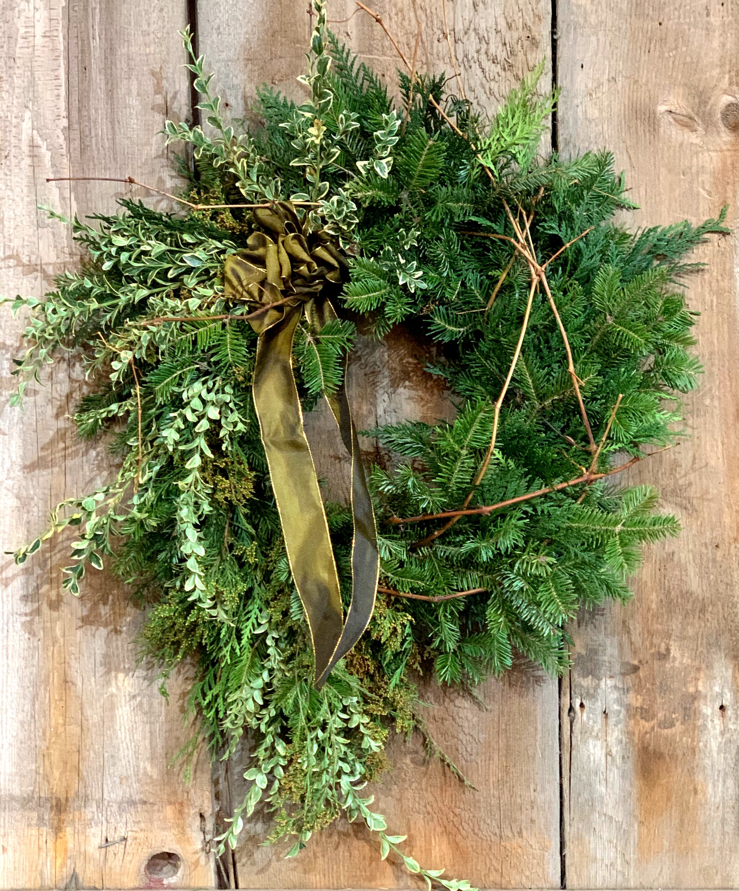 Wreath #6 - Cascade style - 22" across (24" with fall)