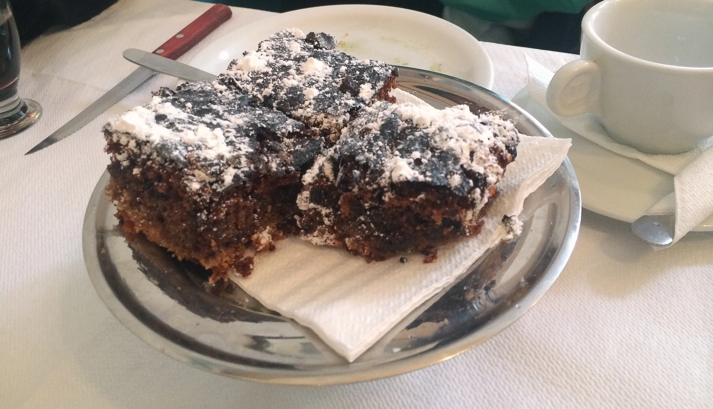 They brought out this chocolatey coffee cake with our tea and coffee orders which was a welcome treat!