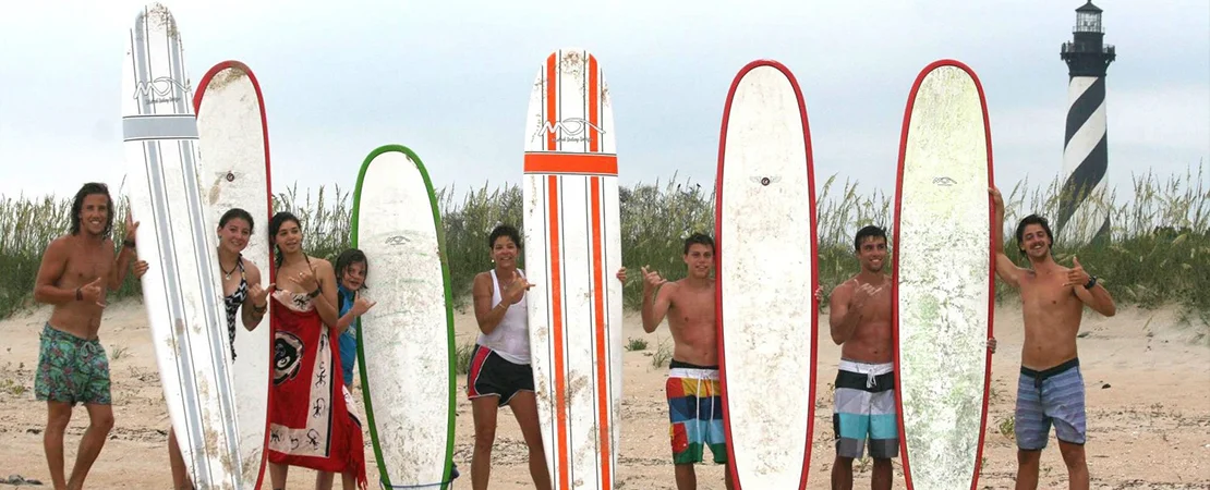 Surfing lesson at the lighthouse