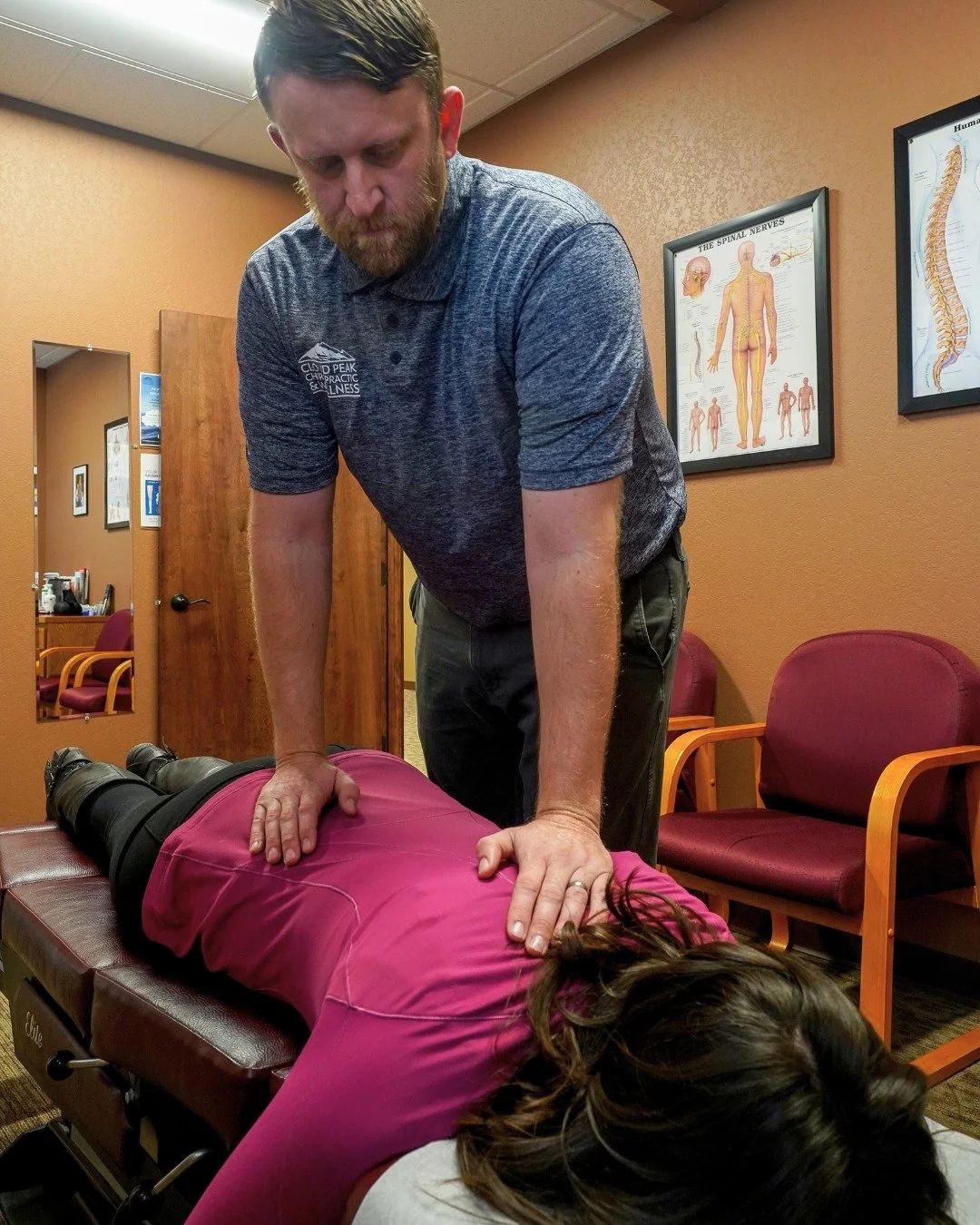 When you&rsquo;re stressed, your breath gets stuck high in your chest. Try slow belly breathing&mdash;long, slow exhales signal safety to your nervous system. 

At Cloud Peak Chiropractic in Worland and Thermopolis, we can help you find calm. Contact