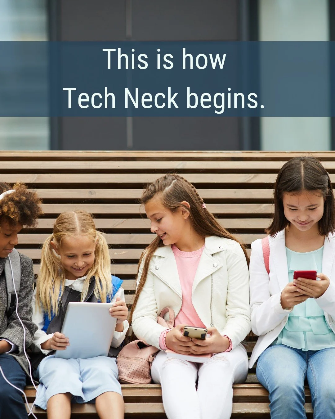 Kids and teens are spending more hours than ever looking down at their phones&mdash;and it&rsquo;s taking a toll on their spines. 

When the head tilts forward (even 15&deg;&ndash;45&deg;!), it puts up to 50 pounds of pressure on the neck and upper b