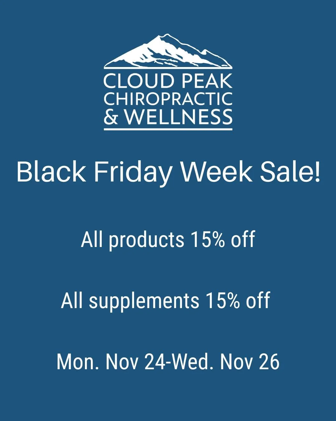 Your favorite wellness products&mdash;on sale! 🖤 Monday through Wednesday, Nov 24&ndash;26.

Enjoy 15% off all products and supplements during our Black Friday Week Sale.

Come stock up on what helps you feel your best!

Excluding Foot Levelers orth