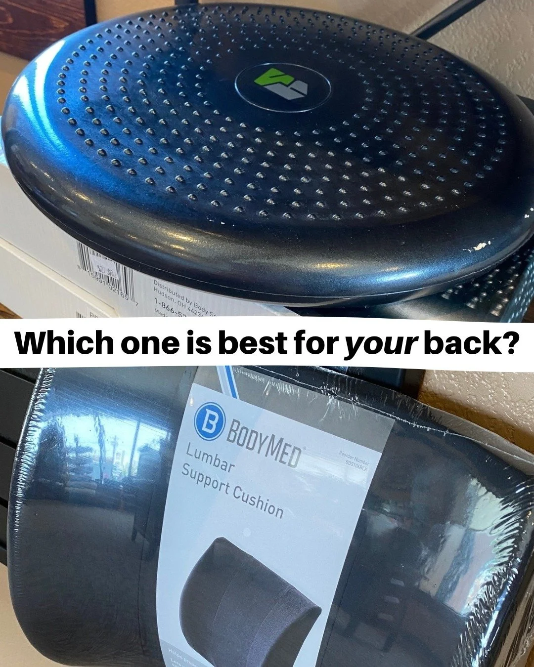Both help you sit better &mdash; just in different ways.

🪑 Lumbar Cushion: Supports your spine&rsquo;s natural curve and takes pressure off your lower back.
 
⚪ Inflatable Disc: Keeps you slightly unstable so your core stays active and blood flow k