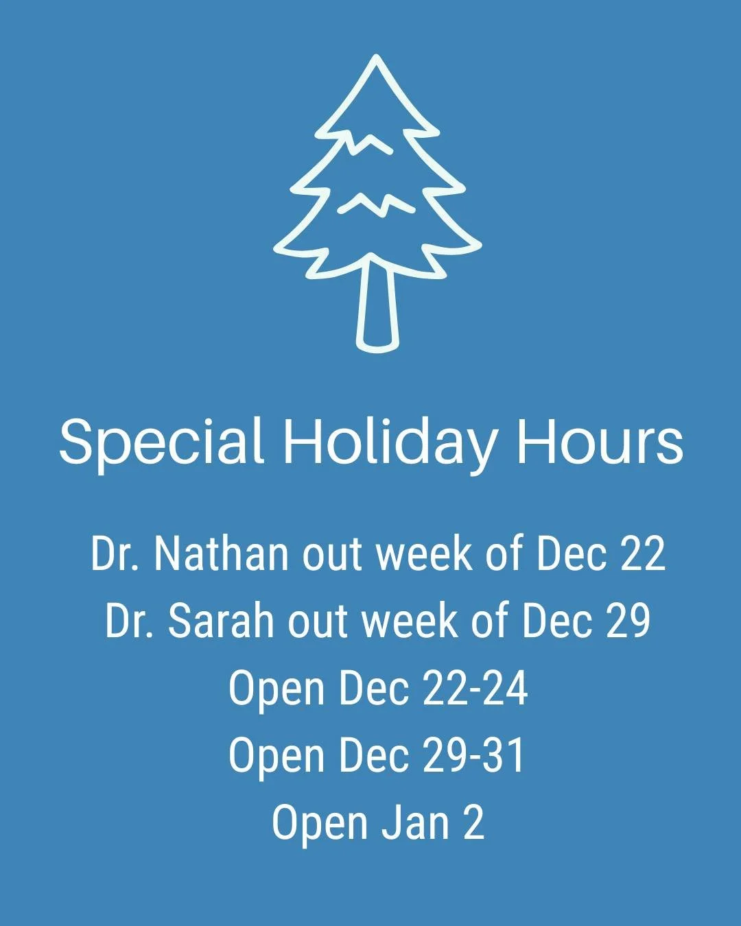 ✨ Holiday season is here&mdash;let&rsquo;s make space for rest, joy, and taking care of your body

We always encourage patients to slow down where they can, breathe a little deeper, and give their bodies the support they need.

Here are our holiday h