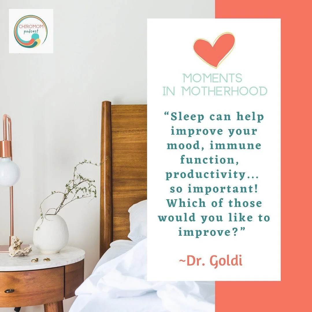 We're talking SLEEP all month, and Dr. Sarah did a podcast episode all about sleep - have you listened yet?

On Episode #29 of the ChiroMom Podcast, Dr. Holly, Dr. Goldi and Dr. Sarah chat about their own sleep habits and give some benefits of priori