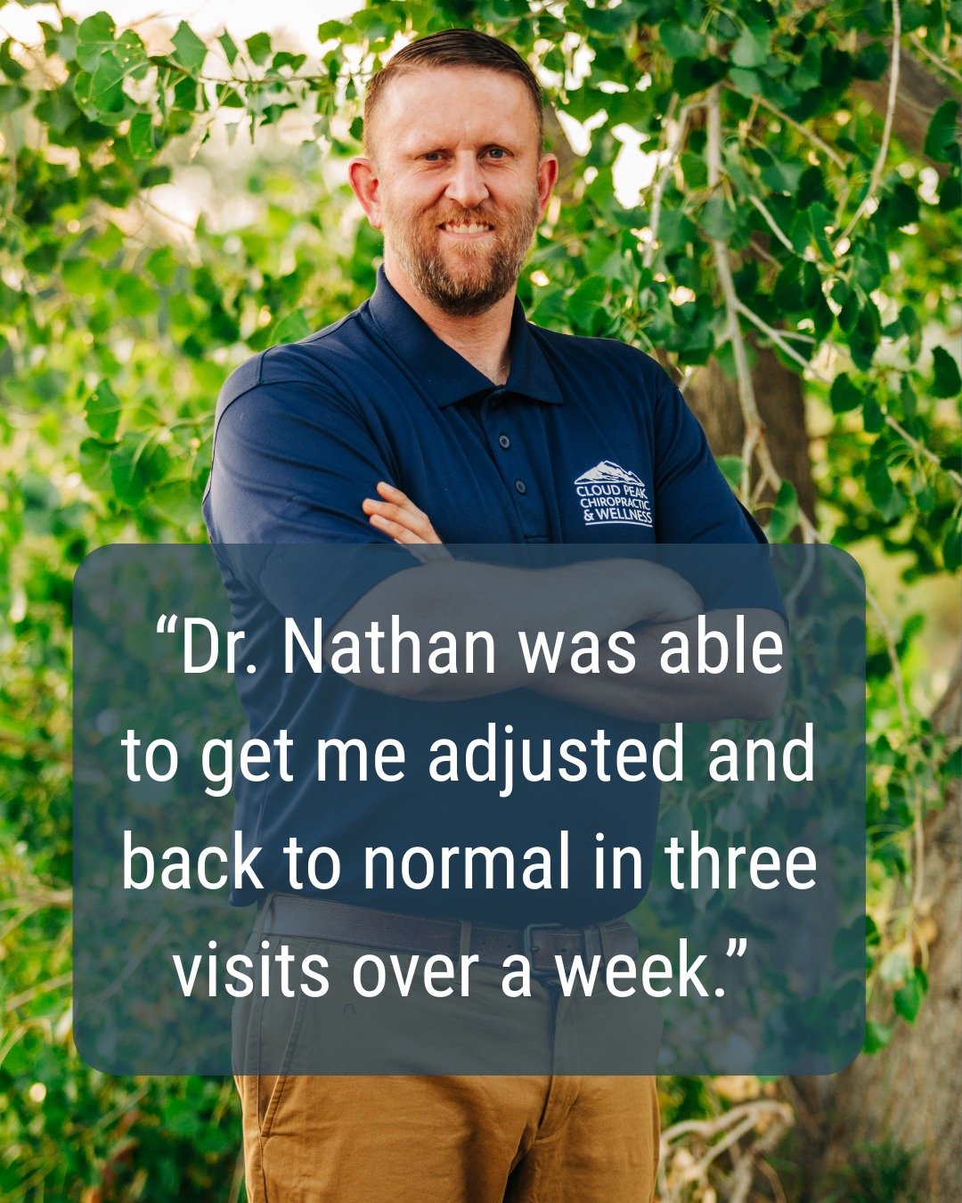 Thanks for the positive review on Google, Nathan Patrick! 

&ldquo;They were able to get me in the same day as I was a new client experiencing an emergency in my lower back, and Dr. Nathan was able to get me adjusted and back to normal in three visit