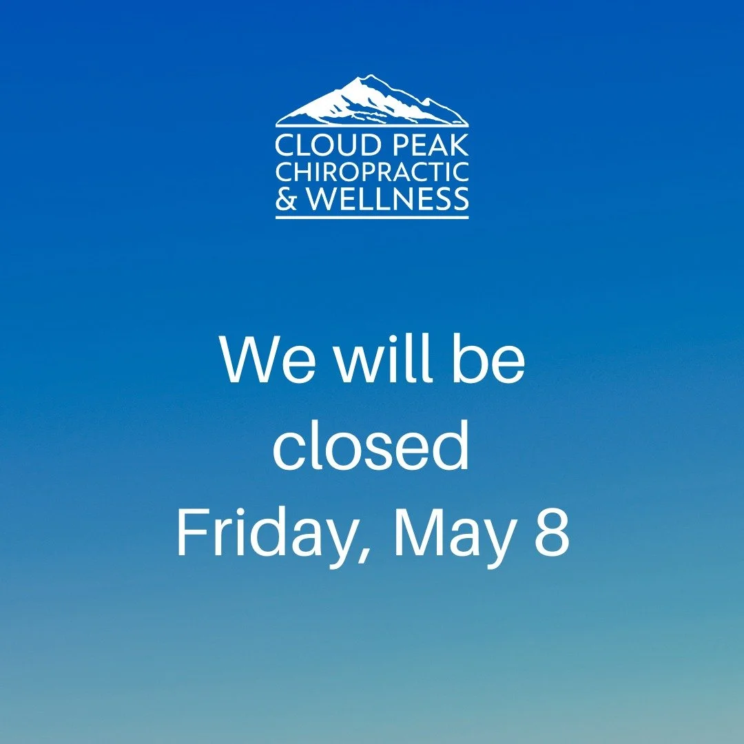 We only have a few openings left this week - call, text, or schedule online.

Dr. Nathan will be out of the office Thursday, May 7  and Friday, May 8.  Our Worland clinic will be closed Friday, May 8.

Dr. Sarah is out of the office next Wed., May 13