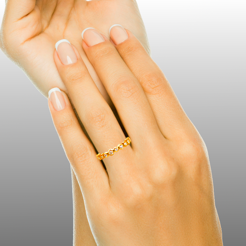 Diamond Eternity Stacking Band on Hand by Pratima Design Fine Art Jewelry Maui, Hawaii
