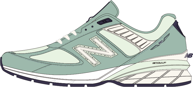 Girls 990v5 in Dry Sage, White Sage, Angora &amp; Night Tide