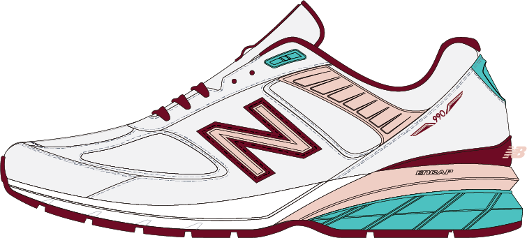 Girls 990v5 in Nimbus Cloud, Garnet, Summer Jade &amp; Oyster Pink