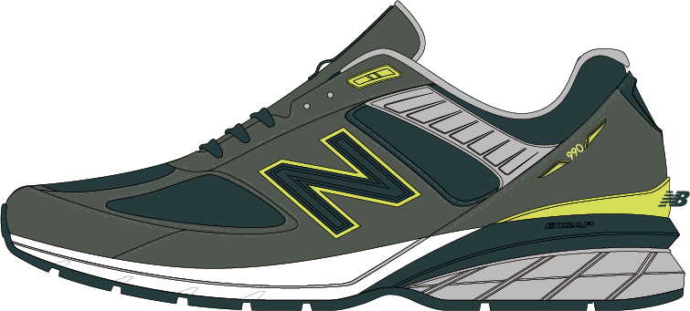 Boys 990v5 in Norway Spruce, Trek, Rain Cloud &amp; Sulphur Yellow