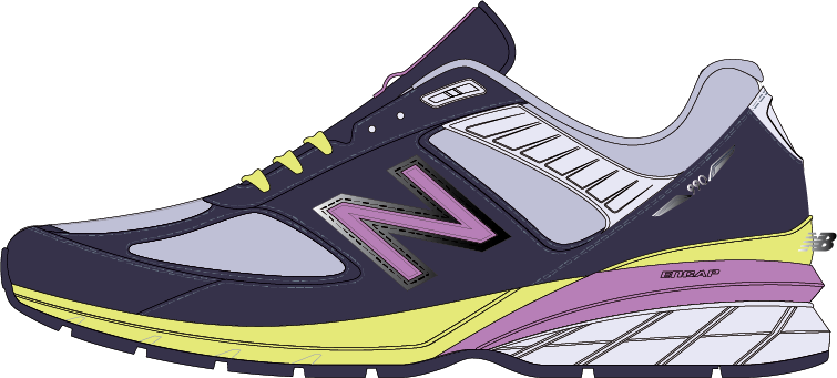 Girls 990v5 in Night Tide, Whisper Grey, Hi Lite, Silent Grey, Heliotrope &amp; Black Metallic
