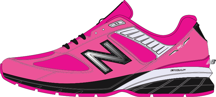 Girls 990v5 in Sporty Pink, Pink Glo, Black, Silent Grey &amp; Dark Silver Metallic