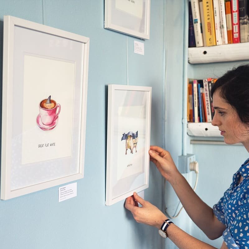 My artwork will be coming down this Sunday 19th April from @somethingforjesscafe . If you're popping in for takeaway, there's only few days left to buy a framed glice&eacute; print.

It's been lovely having my work up in the space and seeing people e