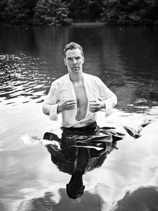 Benedict Cumberbatch and his very wet shirt (Pic: Jason Bell/Dundas Communications) via Anglophenia