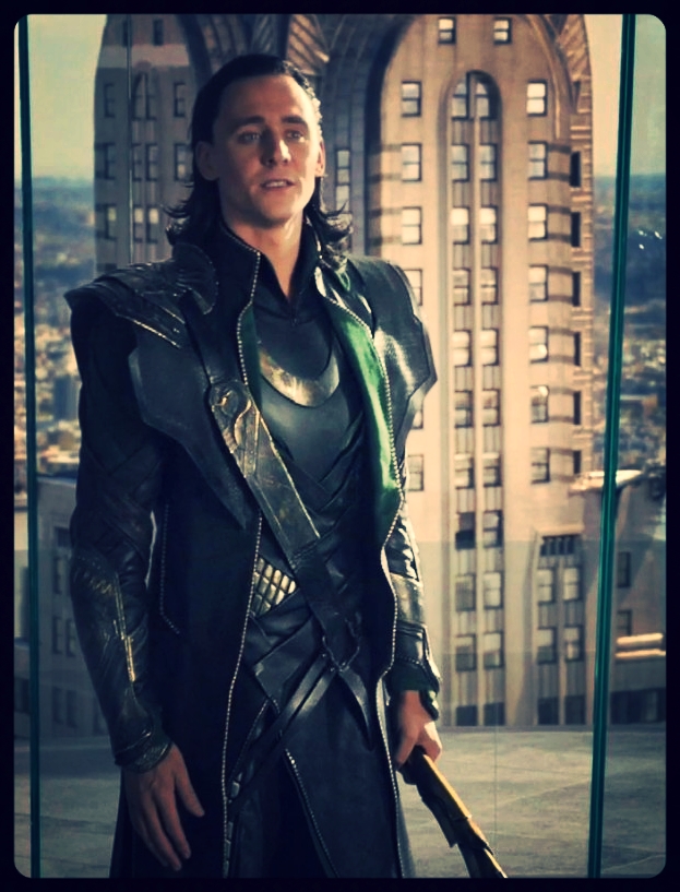 Inspiration: Tom Hiddleston's costume in Avengers, 2012 ( mostly black with touches of green and gold)