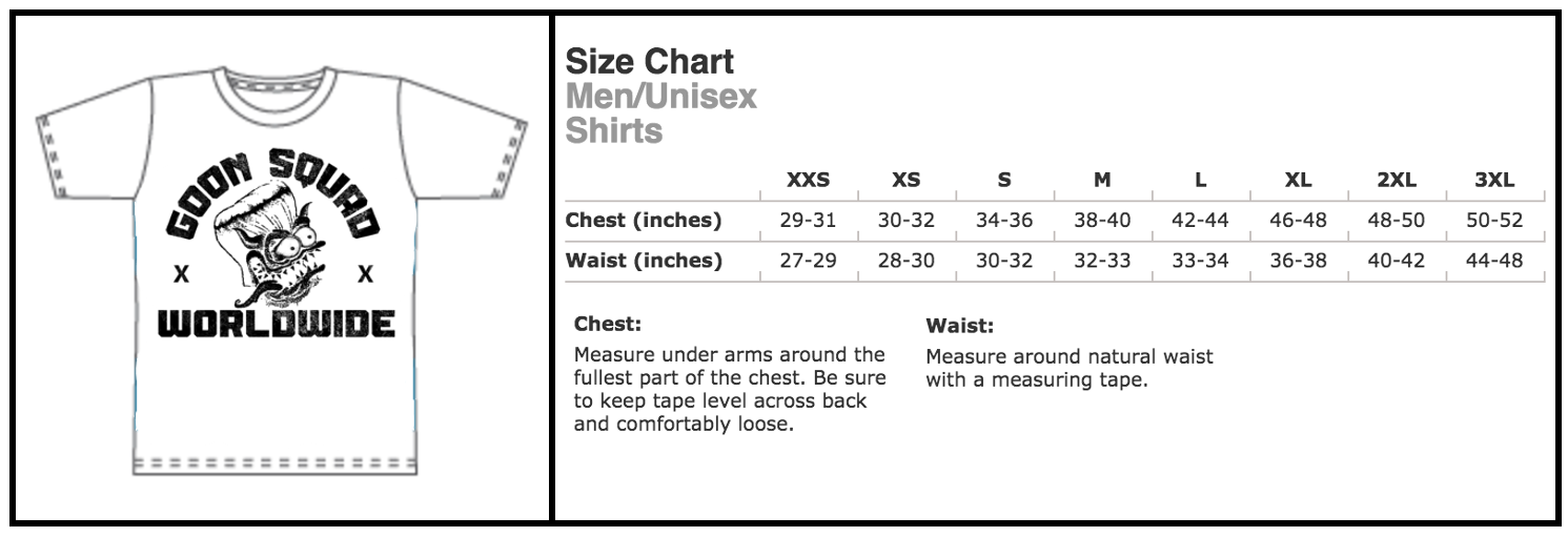 American T Shirt Size Chart