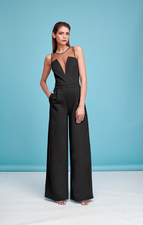 Sheer V-Neck Jumpsuit