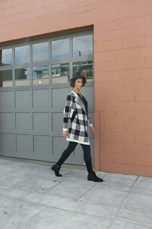 Tall Check Coatigan - Long Tall Sally / Leather Chelsea Ankle Boots - Long Tall Sally (3 options up to size 15) / Tall Leather Look Leggings (similar HERE) - Long Tall Sally /Tunic - H&M/Handbag - Target/Hat - Key West Hat Company of New Orleans/ V-Cut Collar Necklace - Forever 21 Photo Credit: Meg Russell Photography