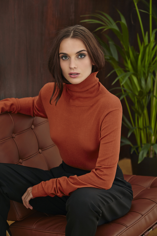 Polo Neck Knit Shirt and Trouser with Braces