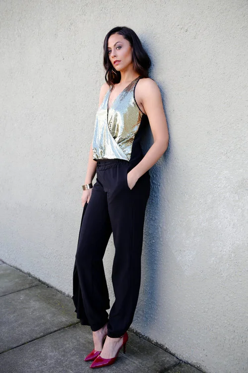 Tall Joggers - LEL/Sequin Top - Nordstrom/Shoes (size 12) - Payless/Blazer and Bracelet - Forever21/Earrings - H&M Photo Credit: LaKeela Smith Photography