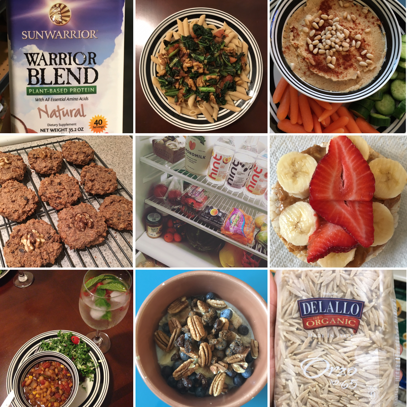 I am certainly not a chef but here are some of the random things I made and ate while on the fast: Vegetable based protein (you can find at whole foods and Target. For the best results, blend it with peanut butter, almond milk and fruit)/Kale, fresh tomato, walnut and garlic almond milk sauce over whole grain penne pasta/Hummus with toasted pine nuts/ Daniel Fast cookies / Preparation for the fast (super important) /Almond butter, bananas and strawberries on a brown rice cake/ Daniel Fast Chili with a kale, apple, balsamic-olive oil salad and strawberry, lime and mint water /Whole grain oats with almond milk, almond butter, cinnamon, pecans, blueberries and raisins/Delallo Organic Whole Grain Pasta (which was my favorite brand on the fast)/For more Daniel Fast recipes, click HERE or the photo.