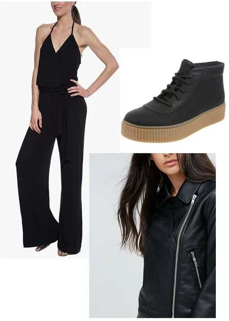 Monique (6'5") beautified an all black look with a little edge to it. The jumpsuit is from Height Goddess and is built just for our tall frames. It's not available right now but here are some options from asos and Long Tall Sally . The asos Tall leather look jacket and BRASH sneakers (up to size 13) completed this look. PS. Neva, eva, eva, eva buy Payless Shoes without googling a coupon code or waiting for a BOGO. Also, you can order online and get them shipped to the store for free. I always order all the styles that I like, try them on in the store and return the ones I want right on the spot. 