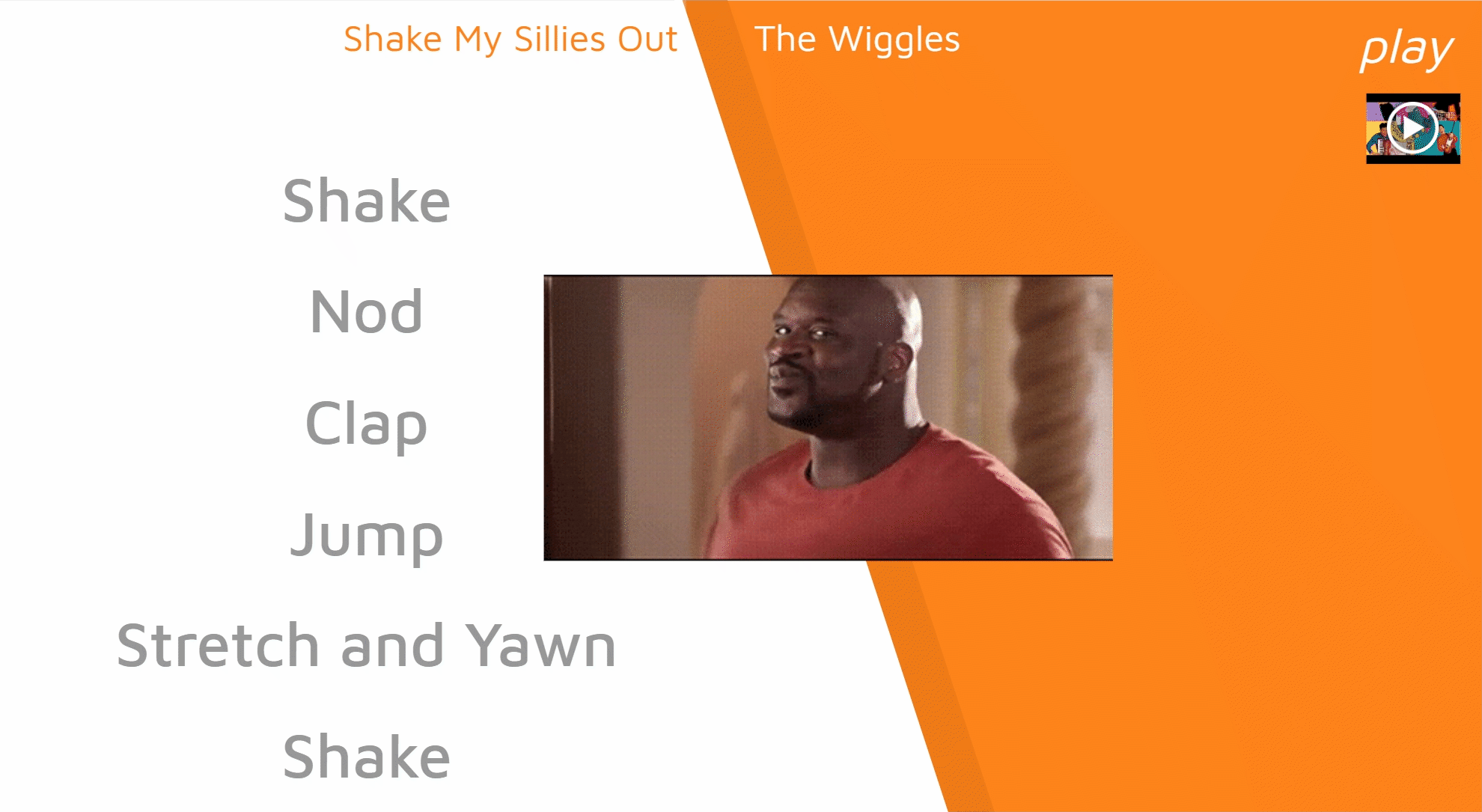 This is our system-wide opener. Starting with the same song lets the kids know we’re ready to start, and builds their confidence for participation.