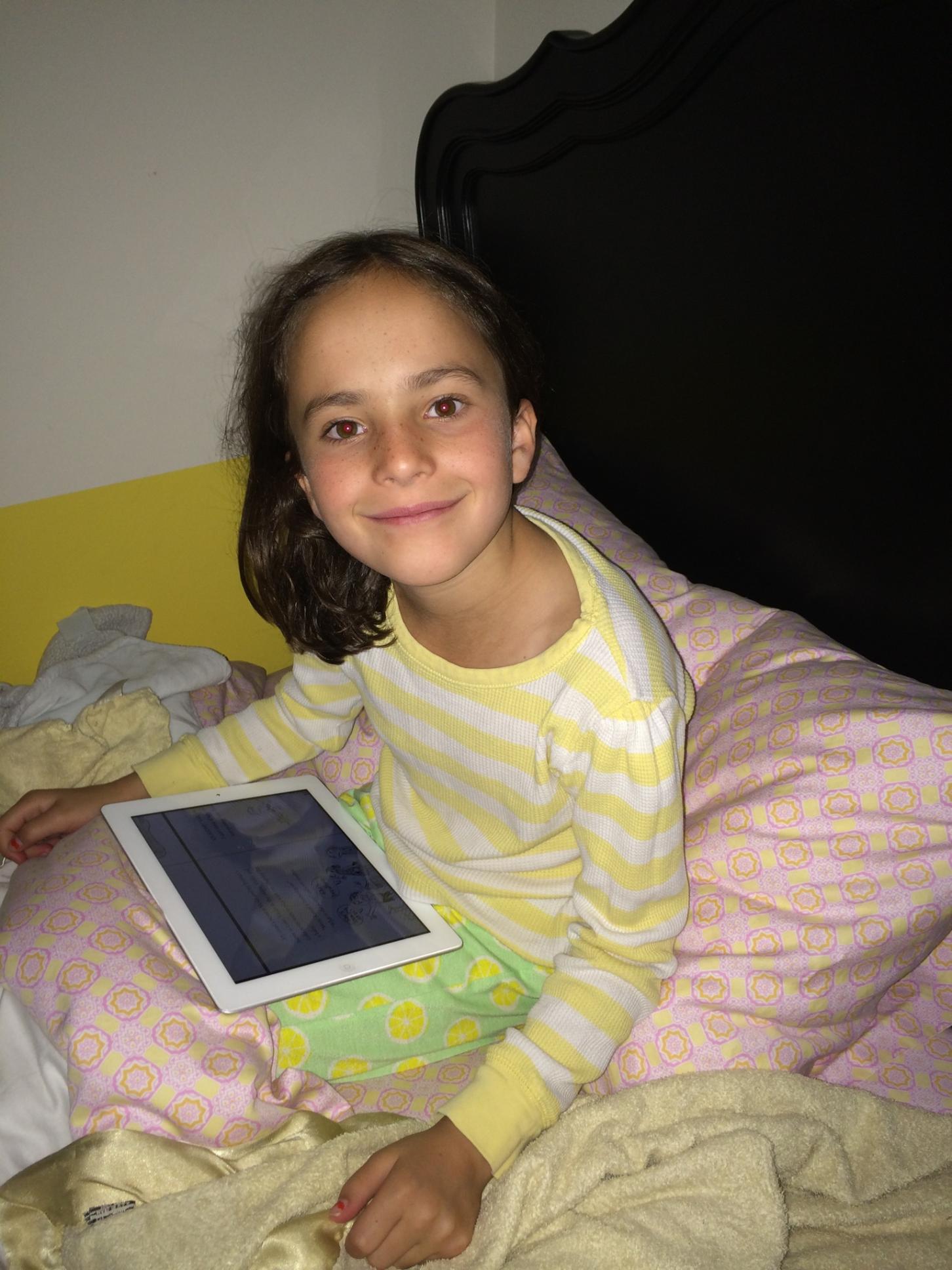 My niece reading the galley.
