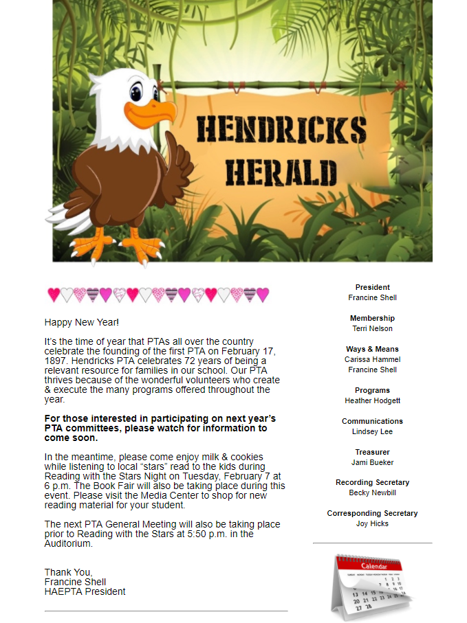 HAE PTA Newsletter