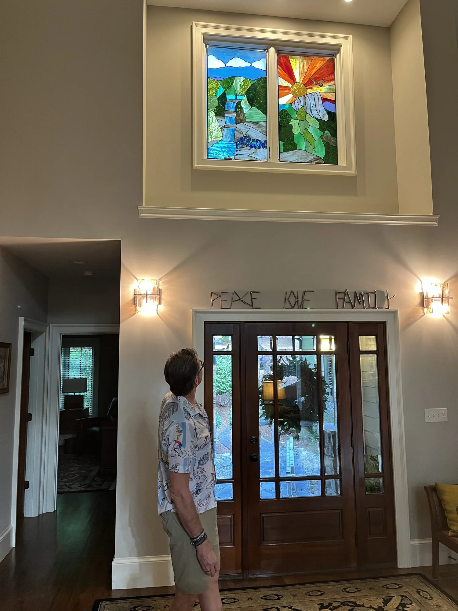 Custom stained glass windows at Lake James