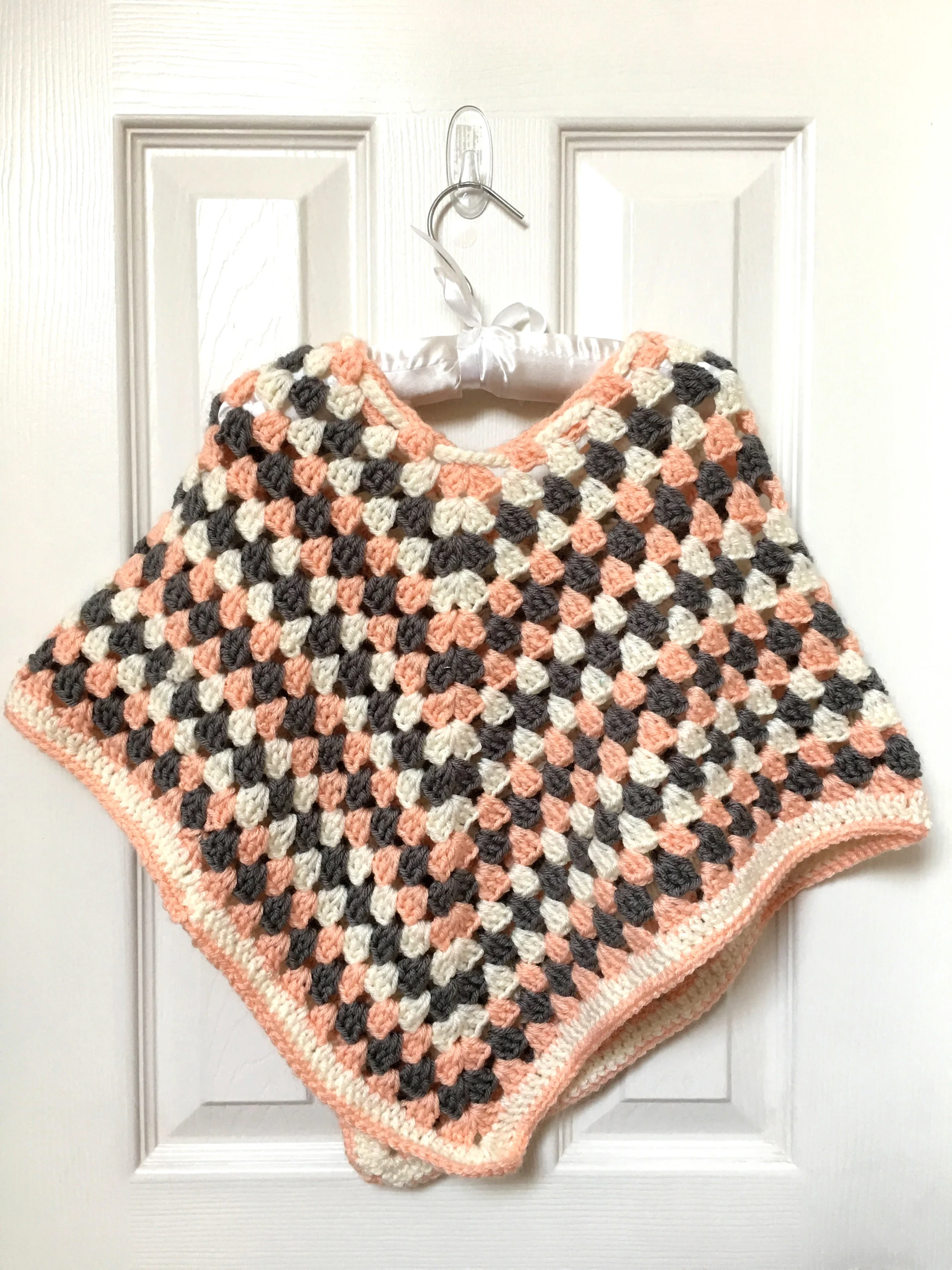 Grey Peach Girls Poncho