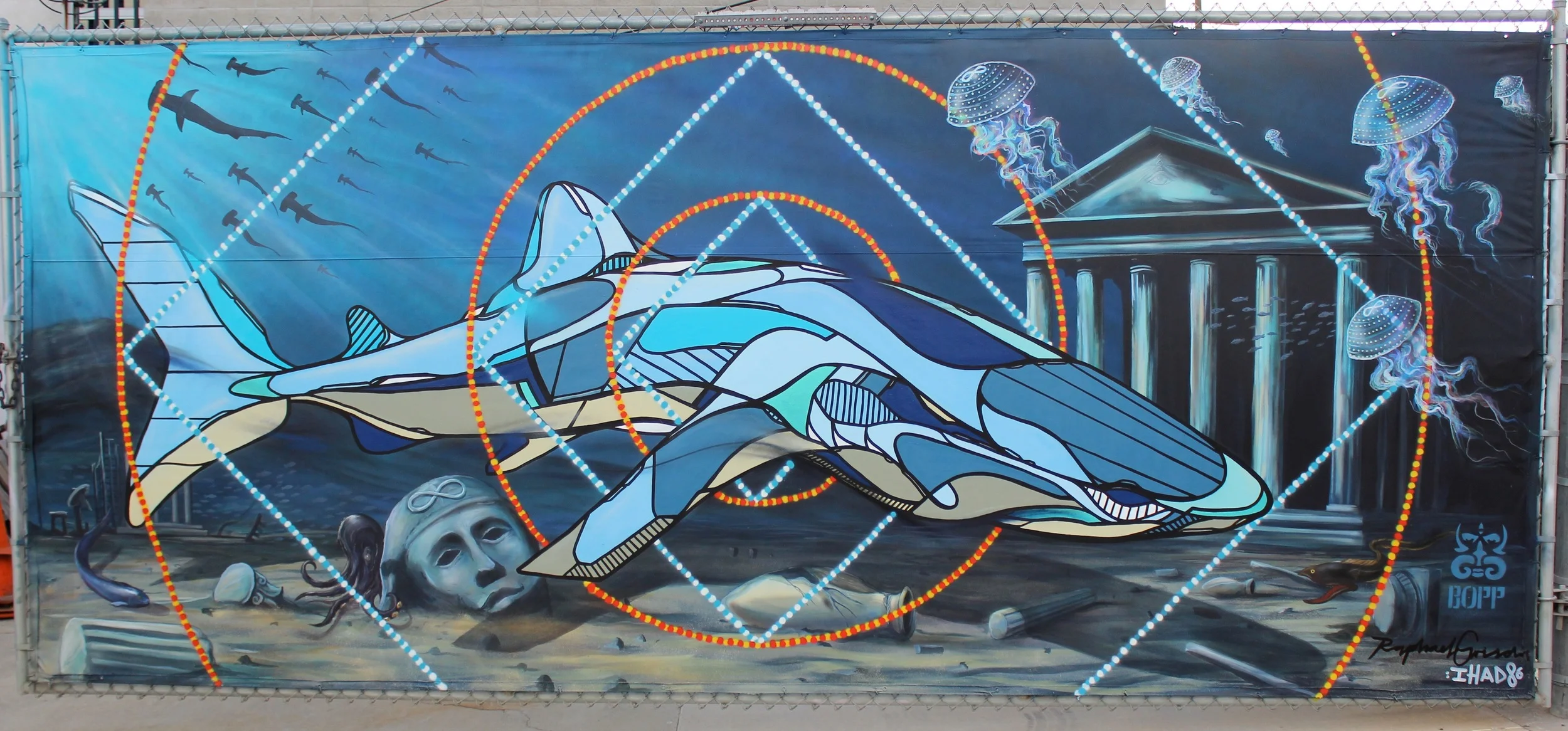'Under the Sea' Collaboration with Raphael Grischa, Acrylic and Aerosol 7'x17' Venice, CA
