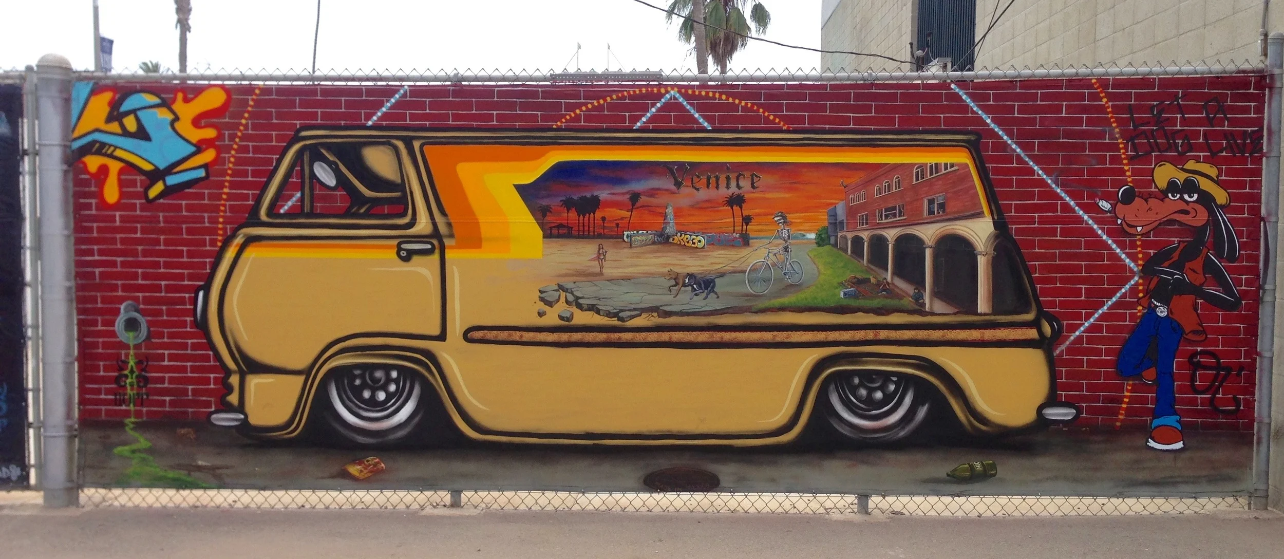'Let a dog live' Collaboration with Duncan Lemmon, Acrylic and aerosol 7'x18' Venice, CA