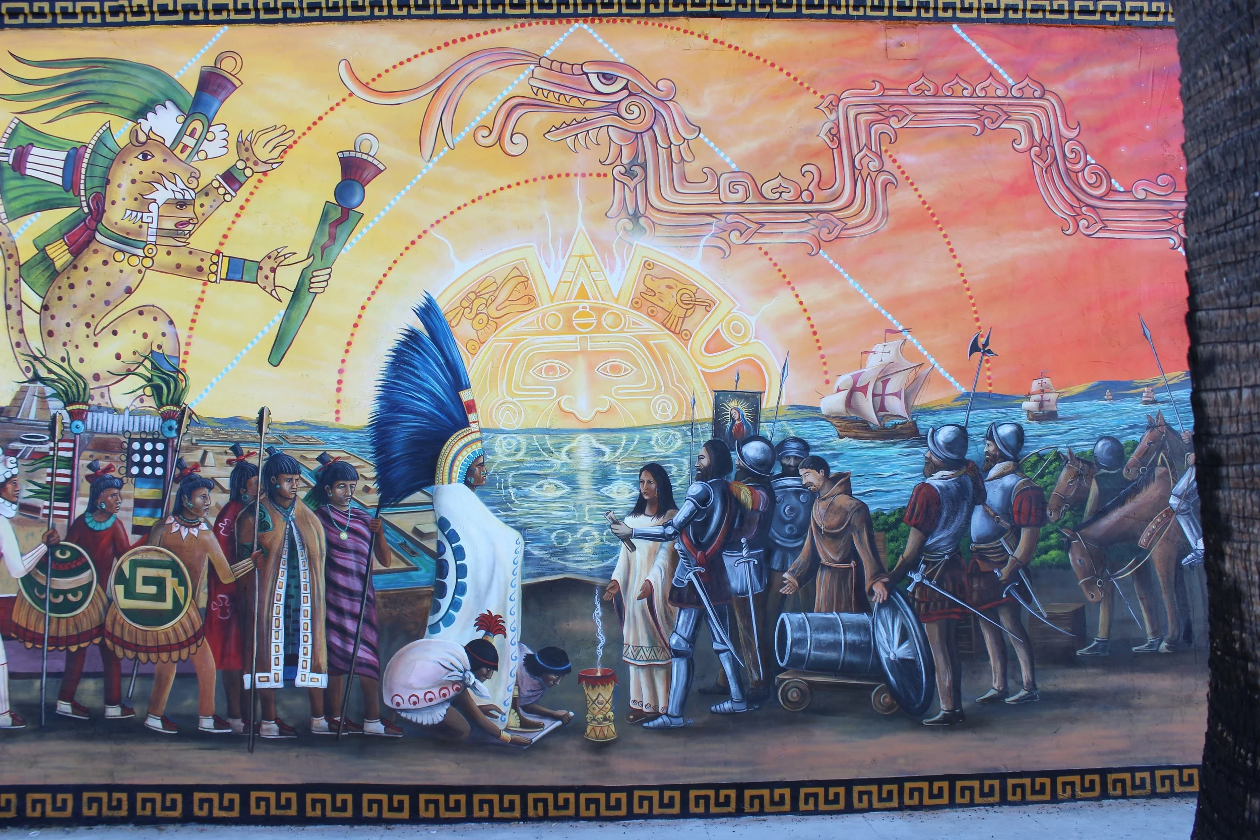 'La Conquista' Acrylic and aerosol 16'x 38' South Central L.A (Center)