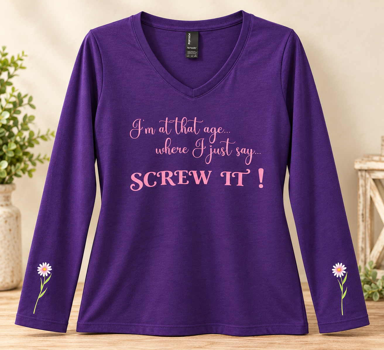 Purple “Screw It” Floral Sleeve Tee.png