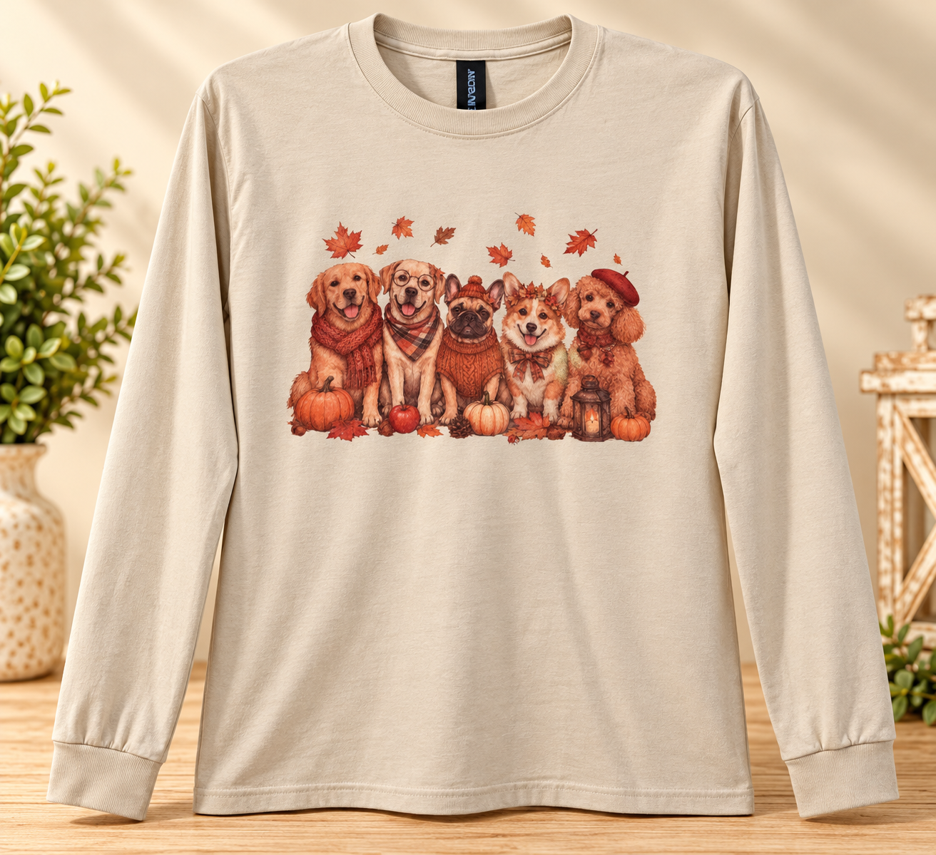 Autumn Dogs on a Cozy Cream Tee.png