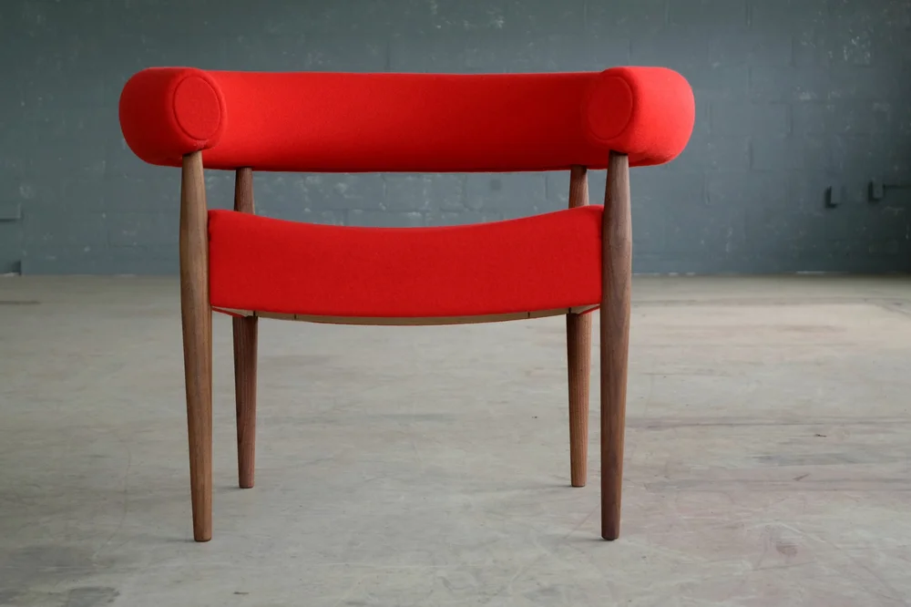 Pair Of Nanna Ditzel Ring Chairs In Walnut And Wool For Getama Jenmod