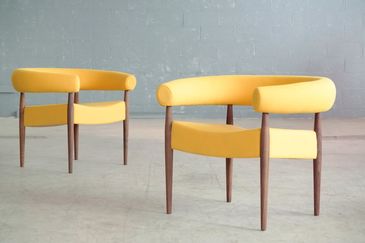 Pair of Ditzel Ring Chairs in Walnut and Wool for GETAMA — JenMod