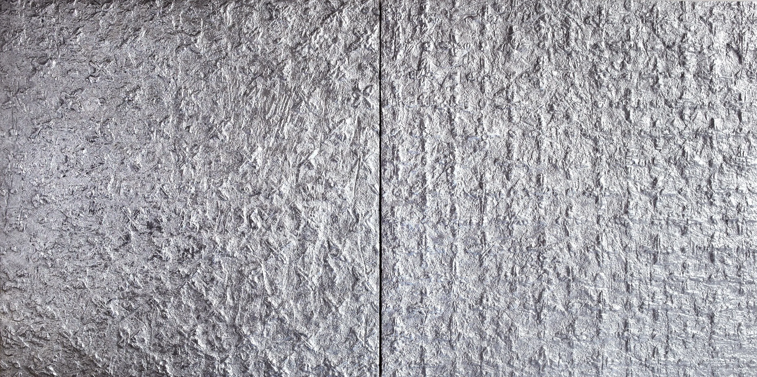 form light shadow 2015. marble dust, paper pulp, silver, wood. 2 panels. 48 x 96 inches