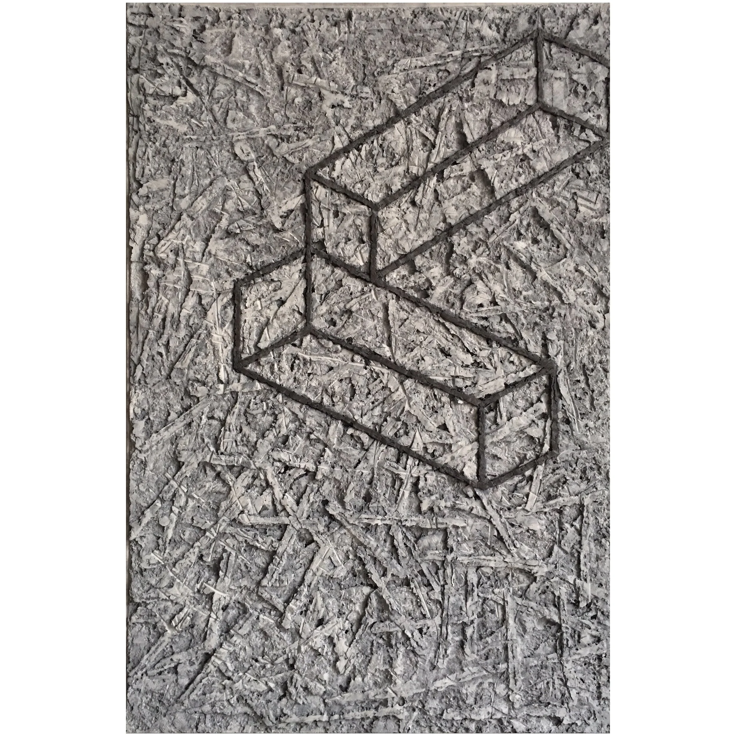     same perspective &nbsp;&nbsp;    2016-2017. &nbsp;marble dust, paper pulp and pigment-containing sculptural mass,&nbsp;oil on   canvas &nbsp; &nbsp;36 x 24 inches  