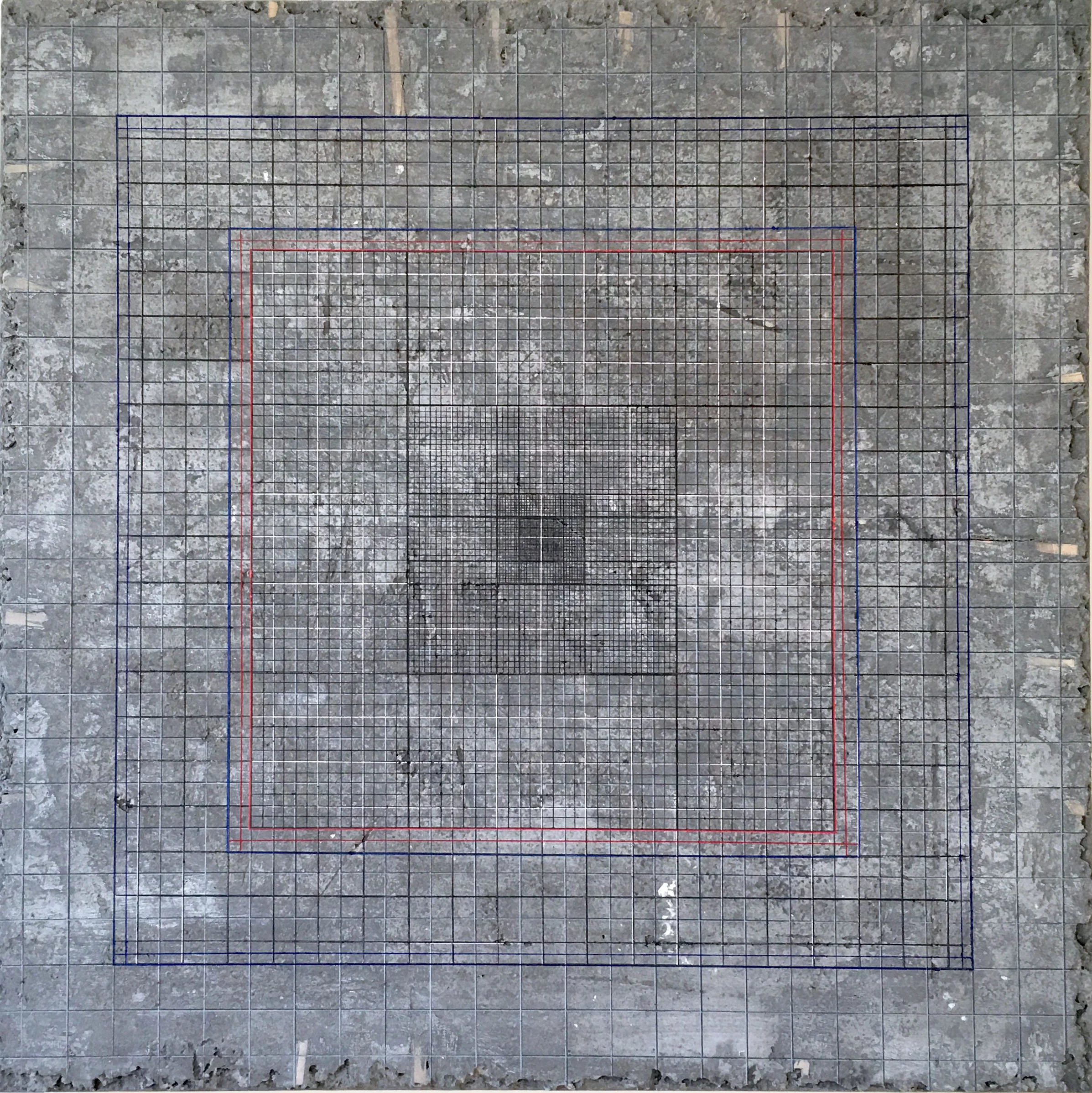 composition 2017. oil, marble dust textural mass, canvas. 36 x 36 inches