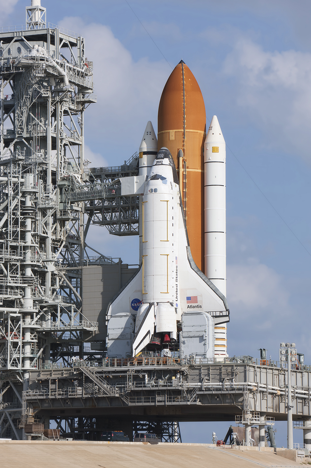 Space Shuttle Atlantis, on Pad 39A for STS-125