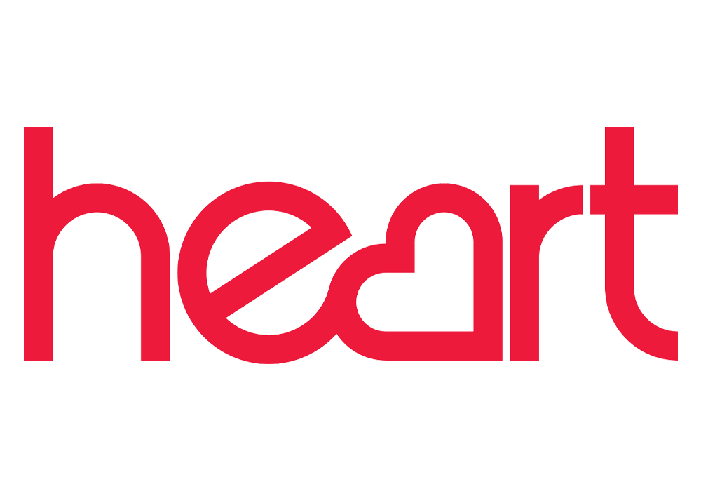 The word 'heart' written in bold red lowercase letters with a black background.