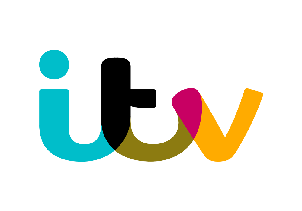 Colorful logo with the word "itv" in lowercase letters, each letter in a different bright color.
