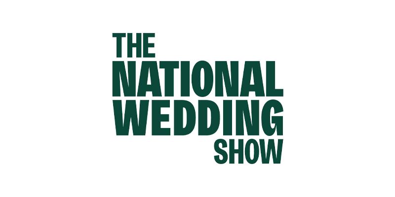 3D text reading 'The National Wedding Show' in green with a shadow on a white background.