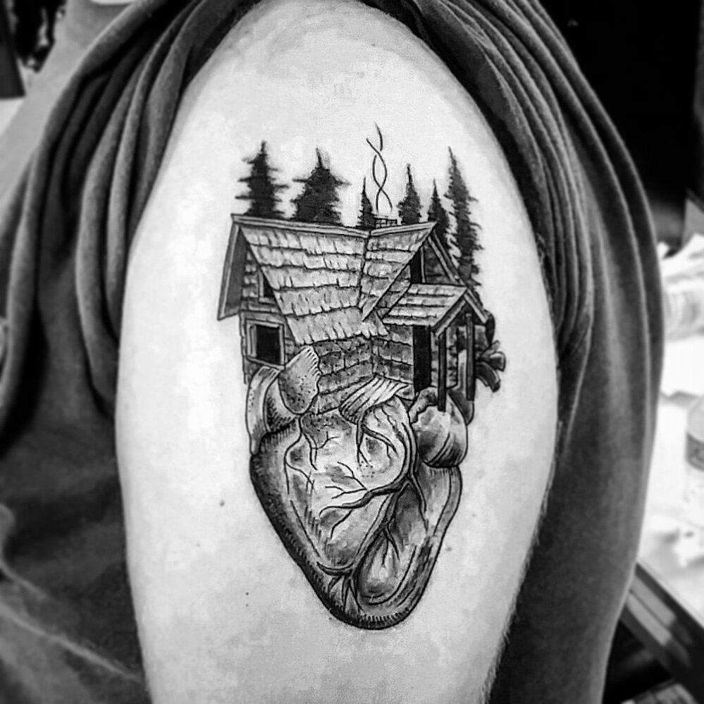 40 Log Cabin Tattoo Designs For Men  Dwelling Ink Ideas