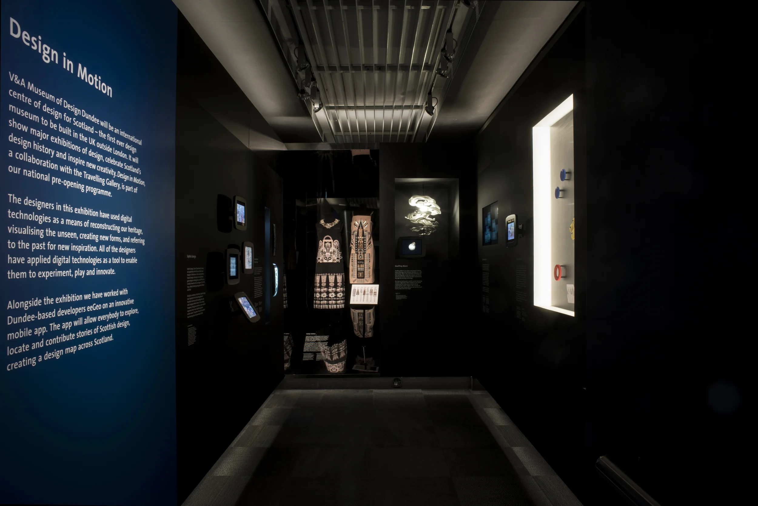  Gabrielle and her team were responsible for the spatial design and graphic design for Design in Motion, the first exhibition opened by the V&amp;A Dundee 