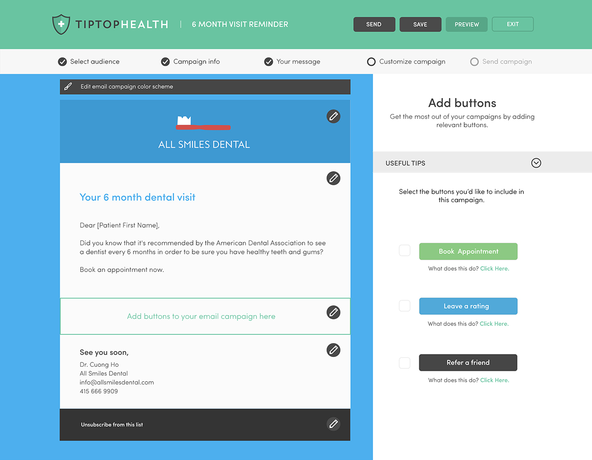 Tiptop Health Email Marketing Tool